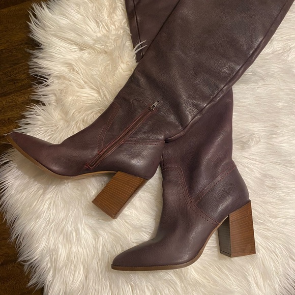 Free People Riley leather tall slouchy boots size 39 or 8.5 in dark purple - Picture 9 of 9